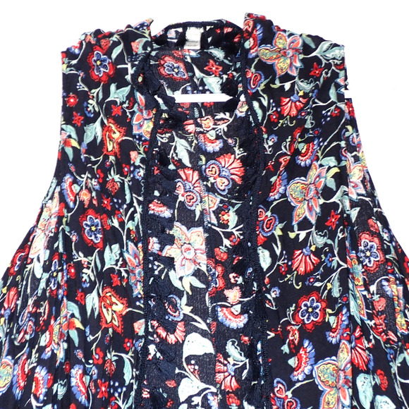 Cato 22/24W Open Front Waterfall Black Floral Tassels Plus Size Cardigan Vest - Picture 4 of 8